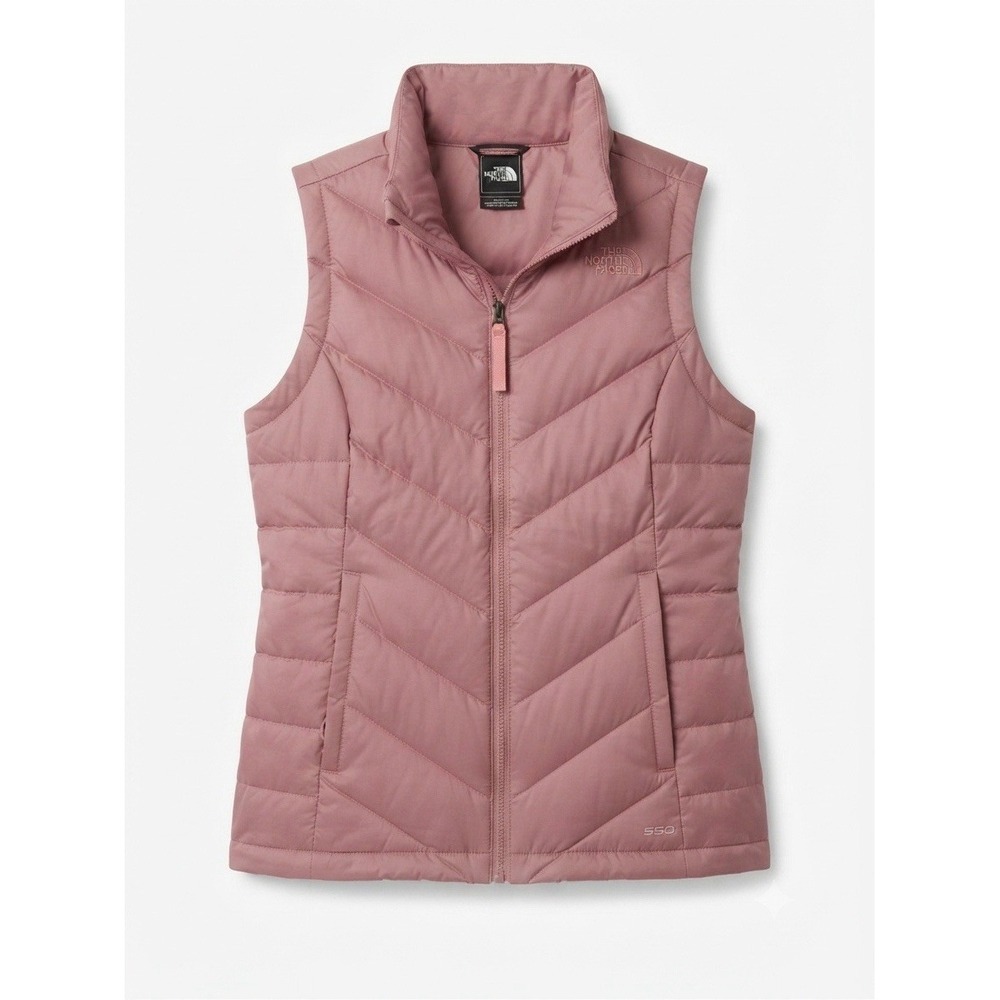 The North Face Womens Puffer Down Vest Small Pink Outdoor Logo Granola New